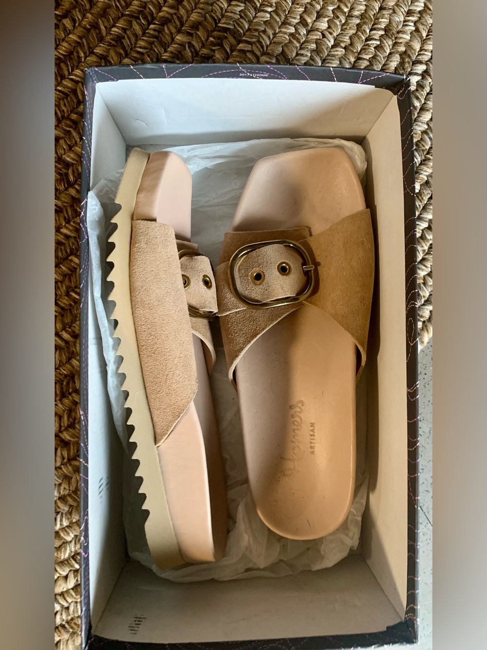 Homers Artisan Suede Buckle Slide Sandals EU 39
